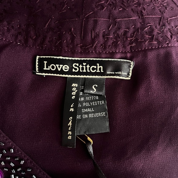 Love Stitch Purple Mesh Jeweled Top size Small - Picture 3 of 5